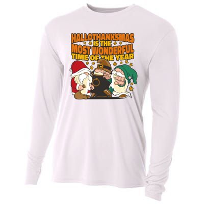 Hallothanksmas Is The Most Wonderful Time Of The Year Holiday Gnomes Cooling Performance Long Sleeve Crew