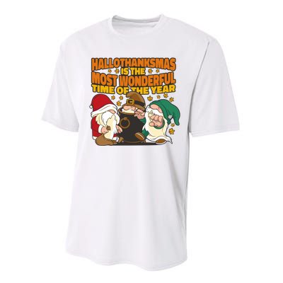 Hallothanksmas Is The Most Wonderful Time Of The Year Holiday Gnomes Performance Sprint T-Shirt