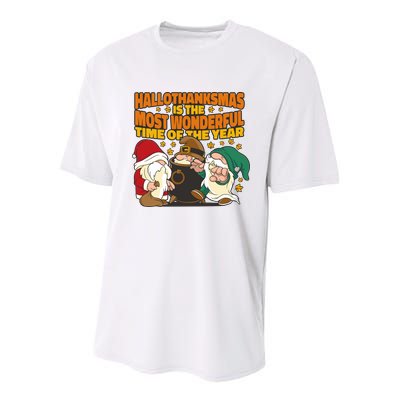 Hallothanksmas Is The Most Wonderful Time Of The Year Holiday Gnomes Youth Performance Sprint T-Shirt