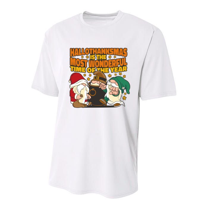 Hallothanksmas Is The Most Wonderful Time Of The Year Holiday Gnomes Youth Performance Sprint T-Shirt