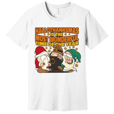 Hallothanksmas Is The Most Wonderful Time Of The Year Holiday Gnomes Premium T-Shirt