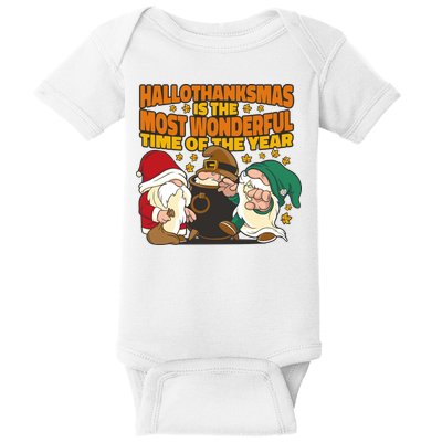 Hallothanksmas Is The Most Wonderful Time Of The Year Holiday Gnomes Baby Bodysuit