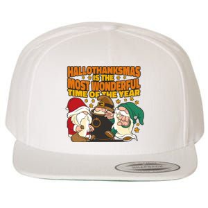 Hallothanksmas Is The Most Wonderful Time Of The Year Holiday Gnomes Wool Snapback Cap