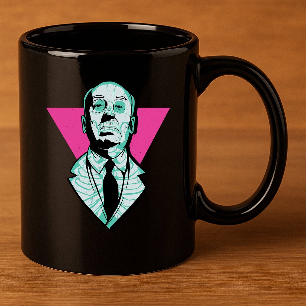 Hitchcock Neon Skull 11oz C Handle Ceramic Mug
