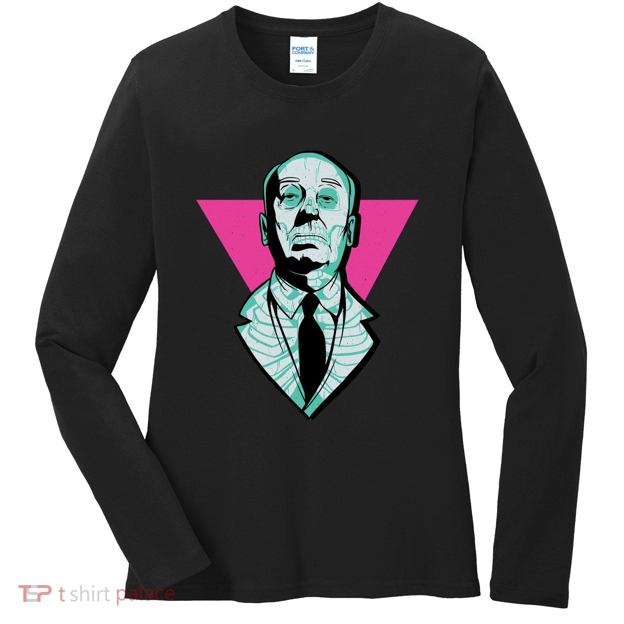 Hitchcock Neon Skull Ladies Long Sleeve Shirt