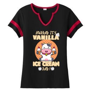 Hurray ItS Vanilla Ice Cream Day Funny Cow With Soft Ice Gift Ladies Halftime Notch Neck Tee