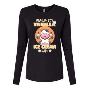 Hurray ItS Vanilla Ice Cream Day Funny Cow With Soft Ice Gift Womens Cotton Relaxed Long Sleeve T-Shirt