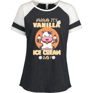 Hurray ItS Vanilla Ice Cream Day Funny Cow With Soft Ice Gift Enza Ladies Jersey Colorblock Tee