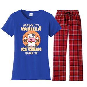 Hurray ItS Vanilla Ice Cream Day Funny Cow With Soft Ice Gift Women's Flannel Pajama Set