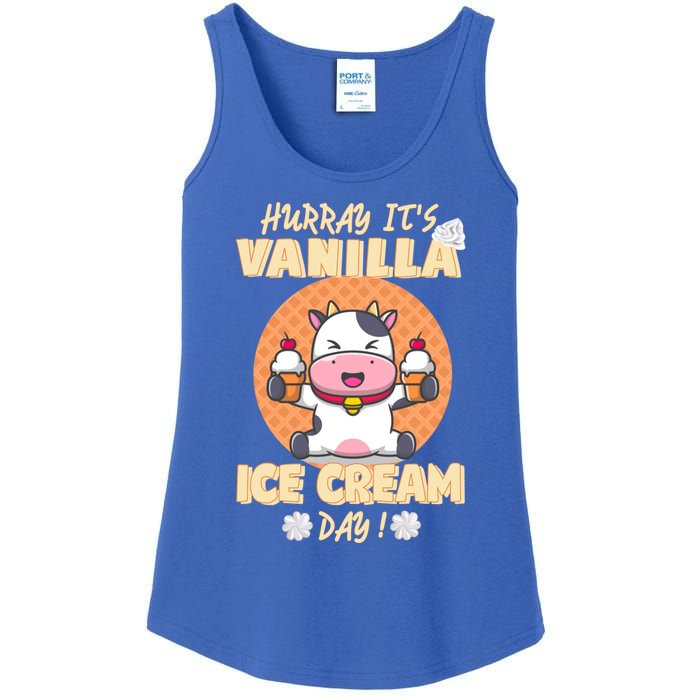 Hurray ItS Vanilla Ice Cream Day Funny Cow With Soft Ice Gift Ladies Essential Tank