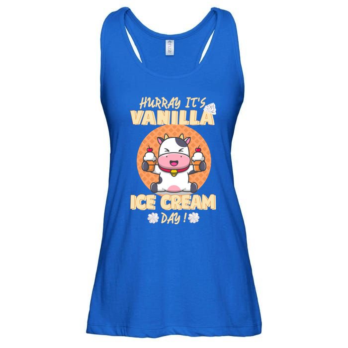 Hurray ItS Vanilla Ice Cream Day Funny Cow With Soft Ice Gift Ladies Essential Flowy Tank