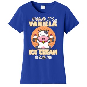 Hurray ItS Vanilla Ice Cream Day Funny Cow With Soft Ice Gift Women's T-Shirt