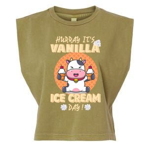 Hurray ItS Vanilla Ice Cream Day Funny Cow With Soft Ice Gift Garment-Dyed Women's Muscle Tee