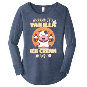 Hurray ItS Vanilla Ice Cream Day Funny Cow With Soft Ice Gift Women's Perfect Tri Tunic Long Sleeve Shirt