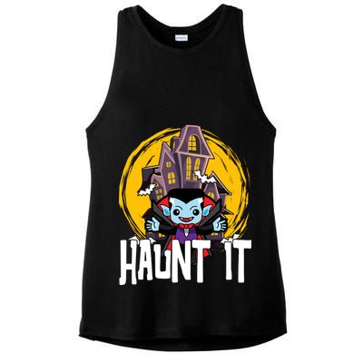 Haunt It Vampire Spooky Halloween Ladies PosiCharge Tri-Blend Wicking Tank