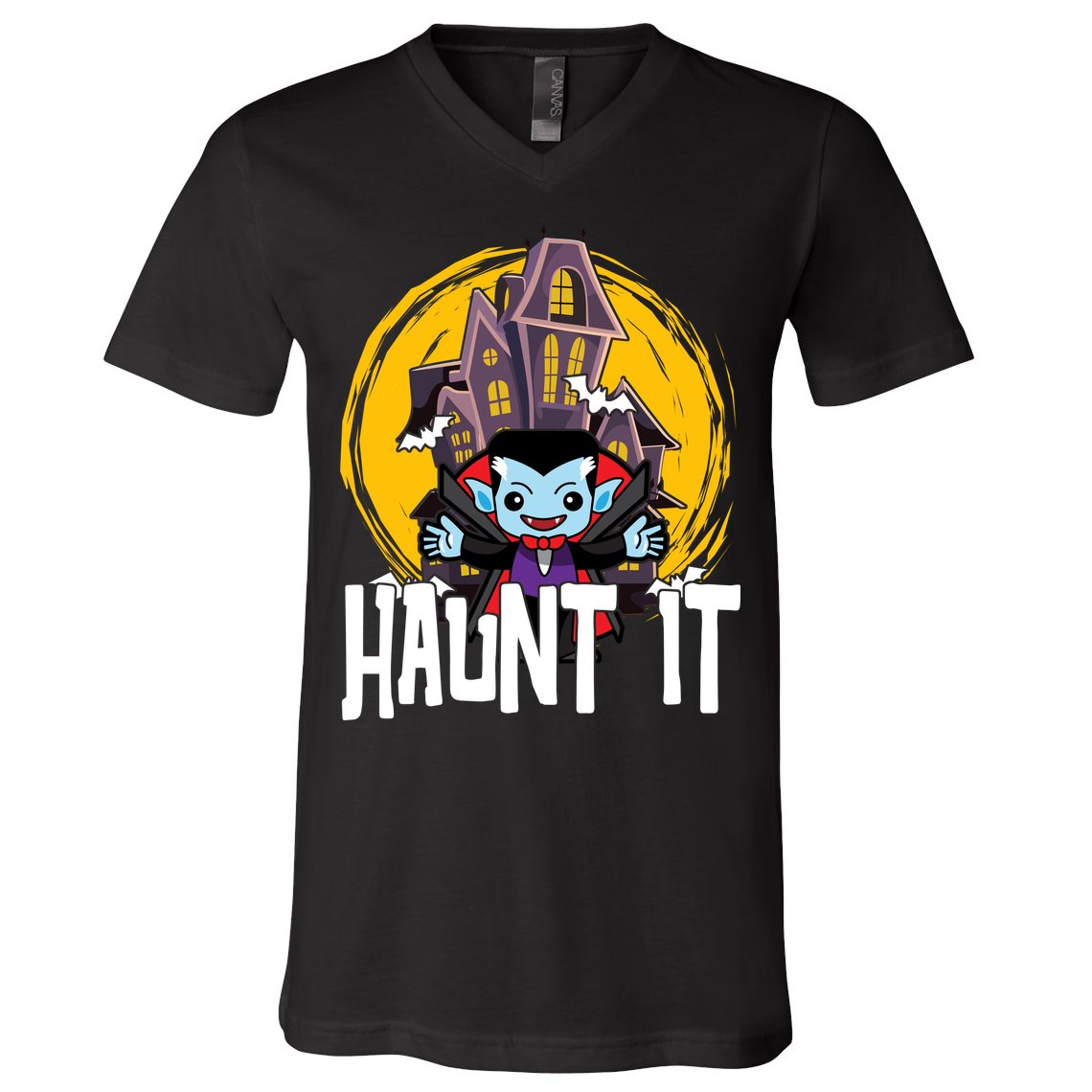 Haunt It Vampire Spooky Halloween V-Neck T-Shirt