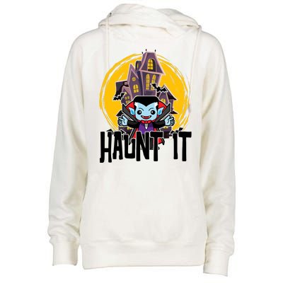 Haunt It Vampire Spooky Halloween Womens Funnel Neck Pullover Hood