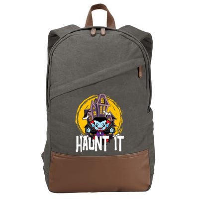 Haunt It Vampire Spooky Halloween Cotton Canvas Backpack