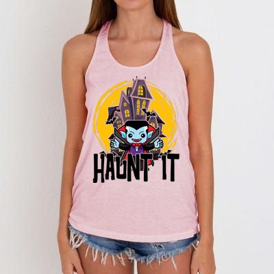 Haunt It Vampire Spooky Halloween Women's Knotted Racerback Tank