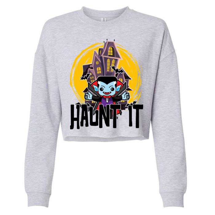 Haunt It Vampire Spooky Halloween Cropped Pullover Crew