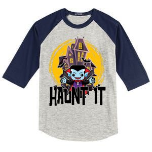 Haunt It Vampire Spooky Halloween Kids Colorblock Raglan Jersey