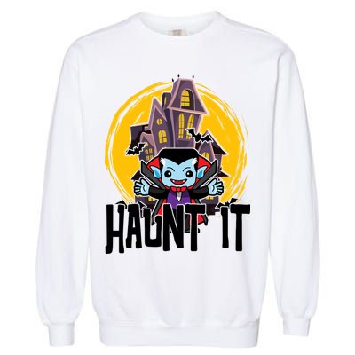 Haunt It Vampire Spooky Halloween Garment-Dyed Sweatshirt