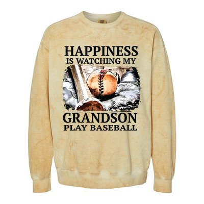 Happiness Is Watching My Grandson Play Baseball Colorblast Crewneck Sweatshirt