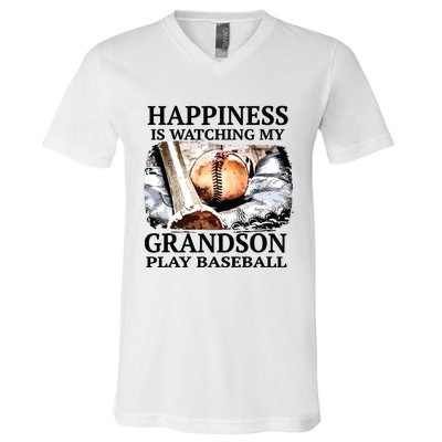 Happiness Is Watching My Grandson Play Baseball V-Neck T-Shirt