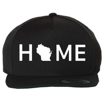 Home In Wisconsin Love Us State Outline Silhouette Wool Snapback Cap