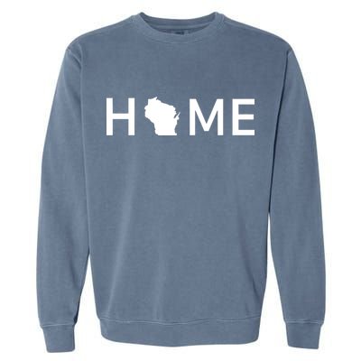 Home In Wisconsin Love Us State Outline Silhouette Garment-Dyed Sweatshirt