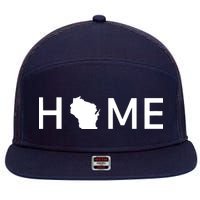 Home In Wisconsin Love Us State Outline Silhouette 7 Panel Mesh Trucker Snapback Hat