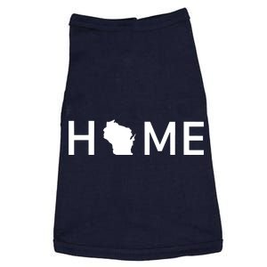 Home In Wisconsin Love Us State Outline Silhouette Doggie Tank