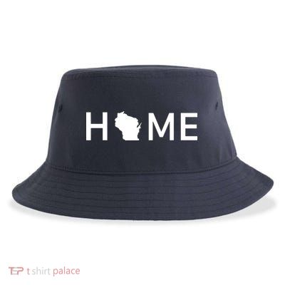 Home In Wisconsin Love Us State Outline Silhouette Sustainable Bucket Hat