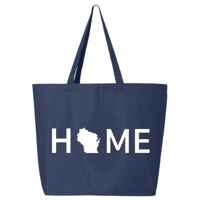 Home In Wisconsin Love Us State Outline Silhouette 25L Jumbo Tote