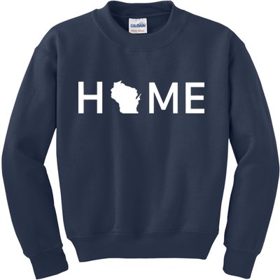 Home In Wisconsin Love Us State Outline Silhouette Kids Sweatshirt