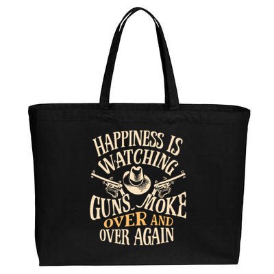 Happiness Is Watching Gunsmoke Over And Over Again Cowboys Cotton Canvas Jumbo Tote