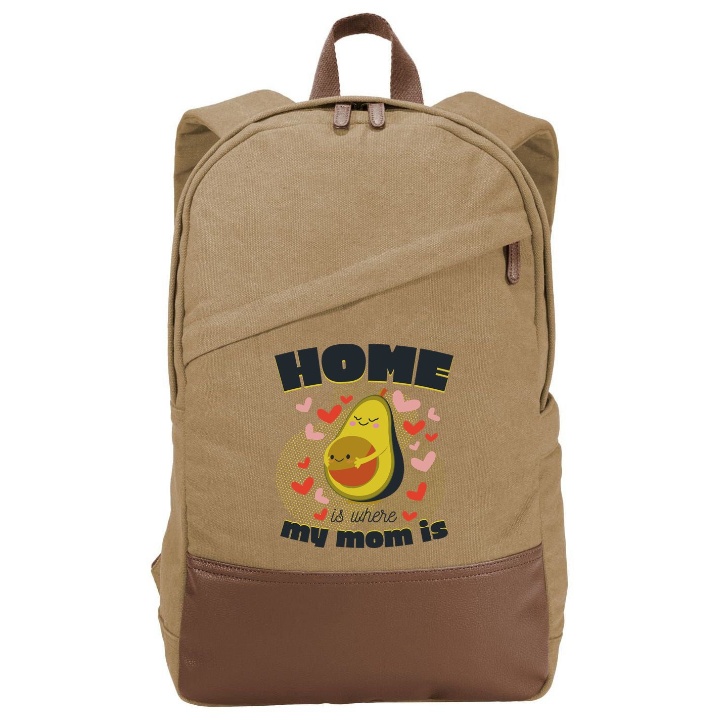 Home Is Where My Mom Is Pregnant Avocado Cotton Canvas Backpack