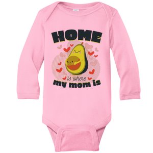 Home Is Where My Mom Is Pregnant Avocado Baby Long Sleeve Bodysuit