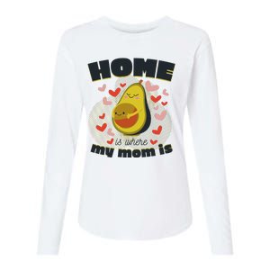 Home Is Where My Mom Is Pregnant Avocado Womens Cotton Relaxed Long Sleeve T-Shirt