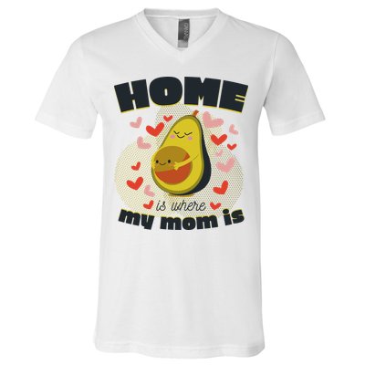 Home Is Where My Mom Is Pregnant Avocado V-Neck T-Shirt