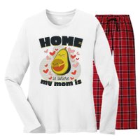 Home Is Where My Mom Is Pregnant Avocado Women's Long Sleeve Flannel Pajama Set 