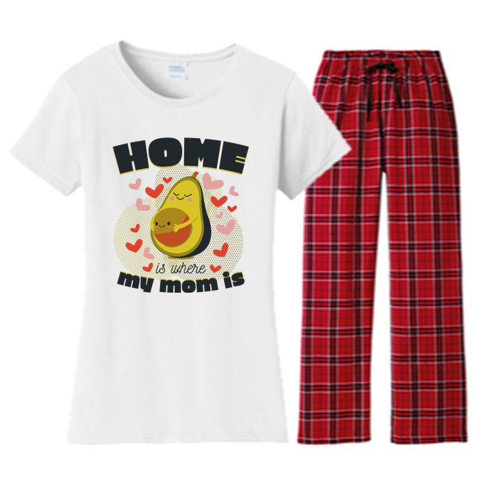 Home Is Where My Mom Is Pregnant Avocado Women's Flannel Pajama Set