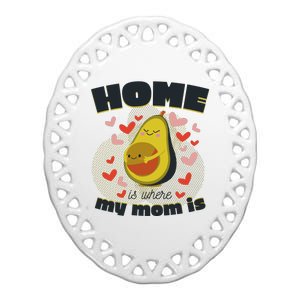 Home Is Where My Mom Is Pregnant Avocado Ceramic Oval Ornament