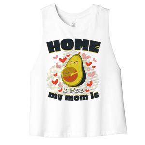 Home Is Where My Mom Is Pregnant Avocado Women's Racerback Cropped Tank