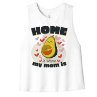 Home Is Where My Mom Is Pregnant Avocado Women's Racerback Cropped Tank