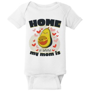 Home Is Where My Mom Is Pregnant Avocado Baby Bodysuit