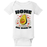 Home Is Where My Mom Is Pregnant Avocado Baby Bodysuit