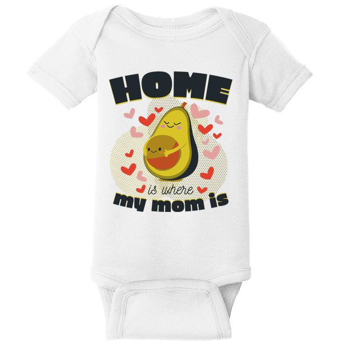 Home Is Where My Mom Is Pregnant Avocado Baby Bodysuit