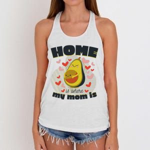 Home Is Where My Mom Is Pregnant Avocado Women's Knotted Racerback Tank