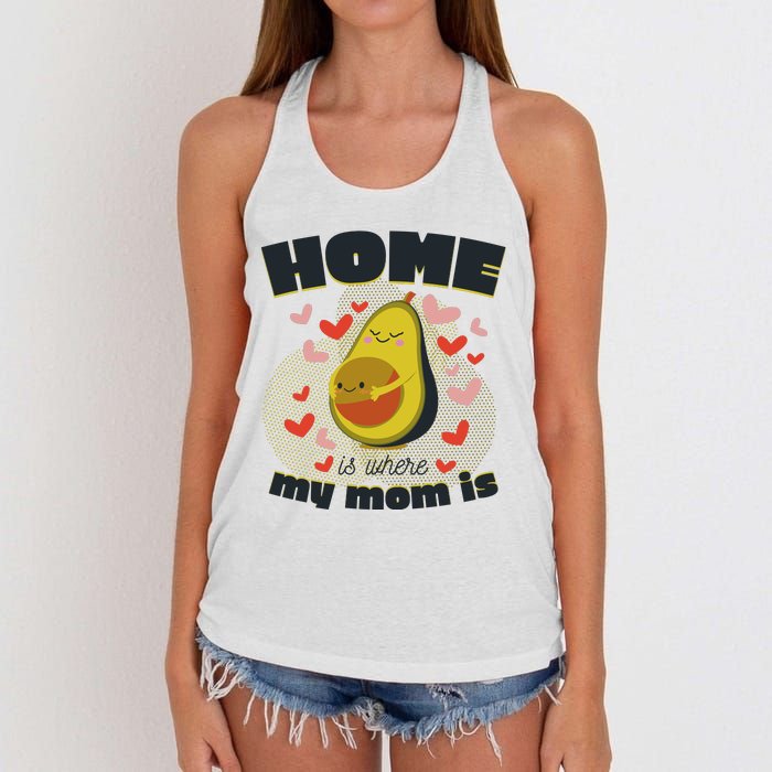 Home Is Where My Mom Is Pregnant Avocado Women's Knotted Racerback Tank